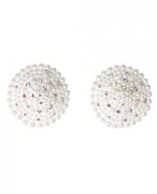 Pearl & Rhinestones Round Reusable Pasties - White O/s