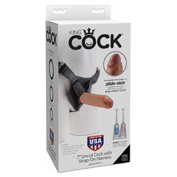 King Cock 7in Uncut w/Strap-on Tan